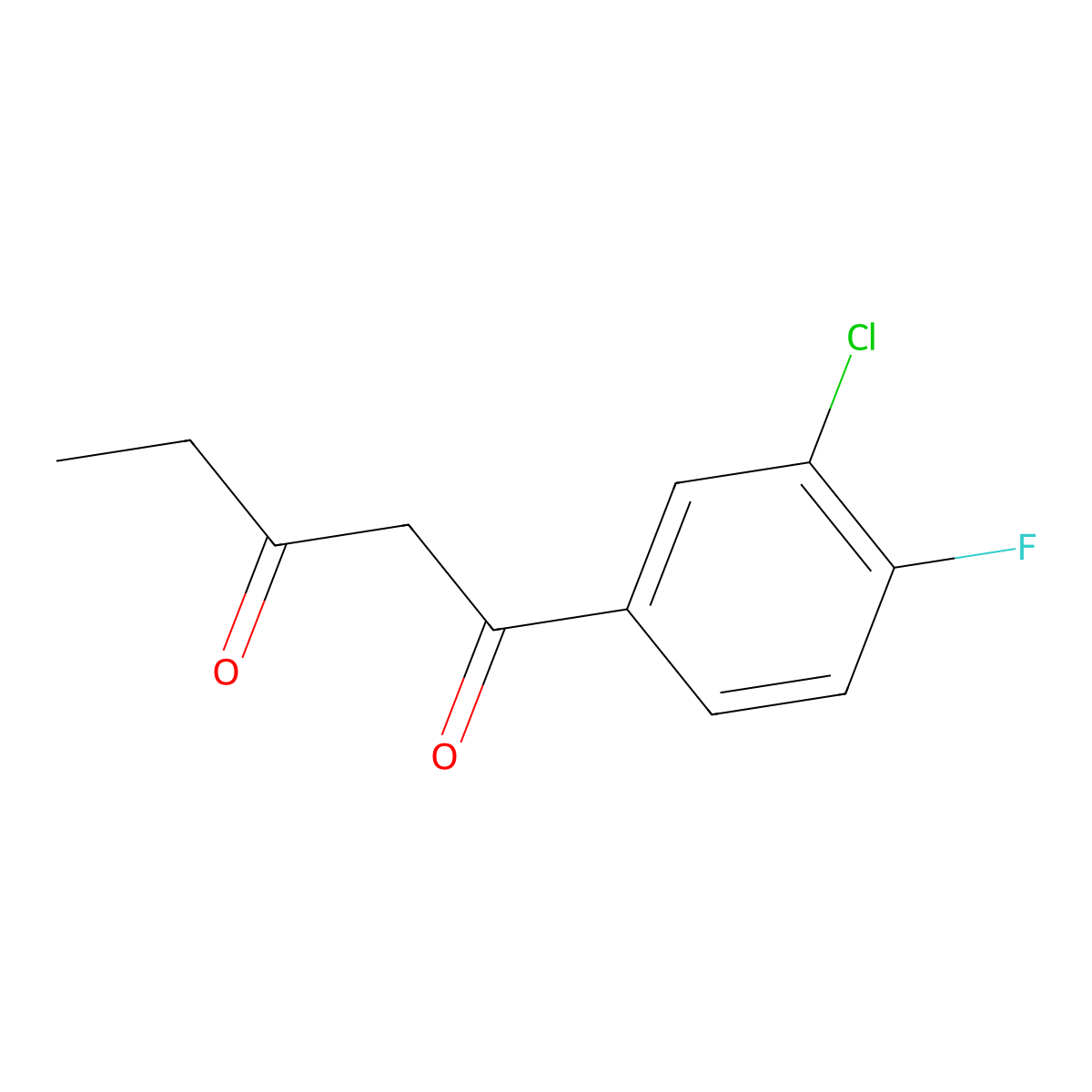1-(3-Chloro-4-fluorophenyl)pentane-1,3-dione molecular structure, CAS 38440-23-2