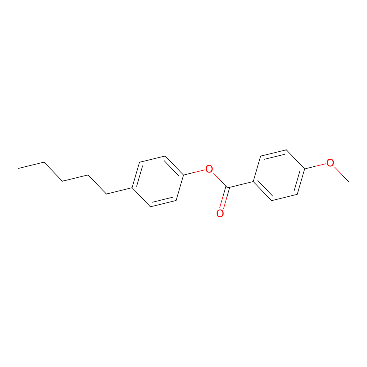 Pentylphenyl methoxybenzoate molecular structure, CAS 38444-13-2