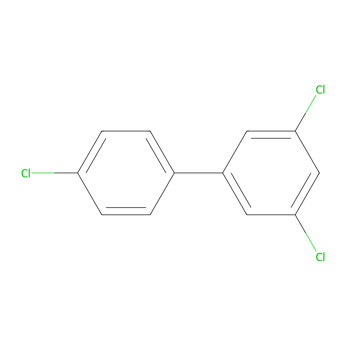 3,4',5-Trichlorobiphenyl molecular structure, CAS 38444-88-1