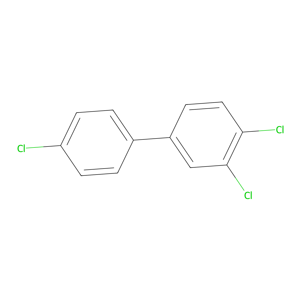 3,4,4'-Trichlorobiphenyl molecular structure, CAS 38444-90-5