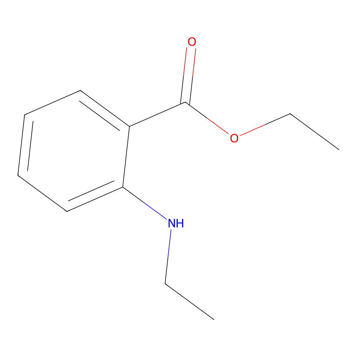Ethyl N-ethylanthranilate molecular structure, CAS 38446-21-8