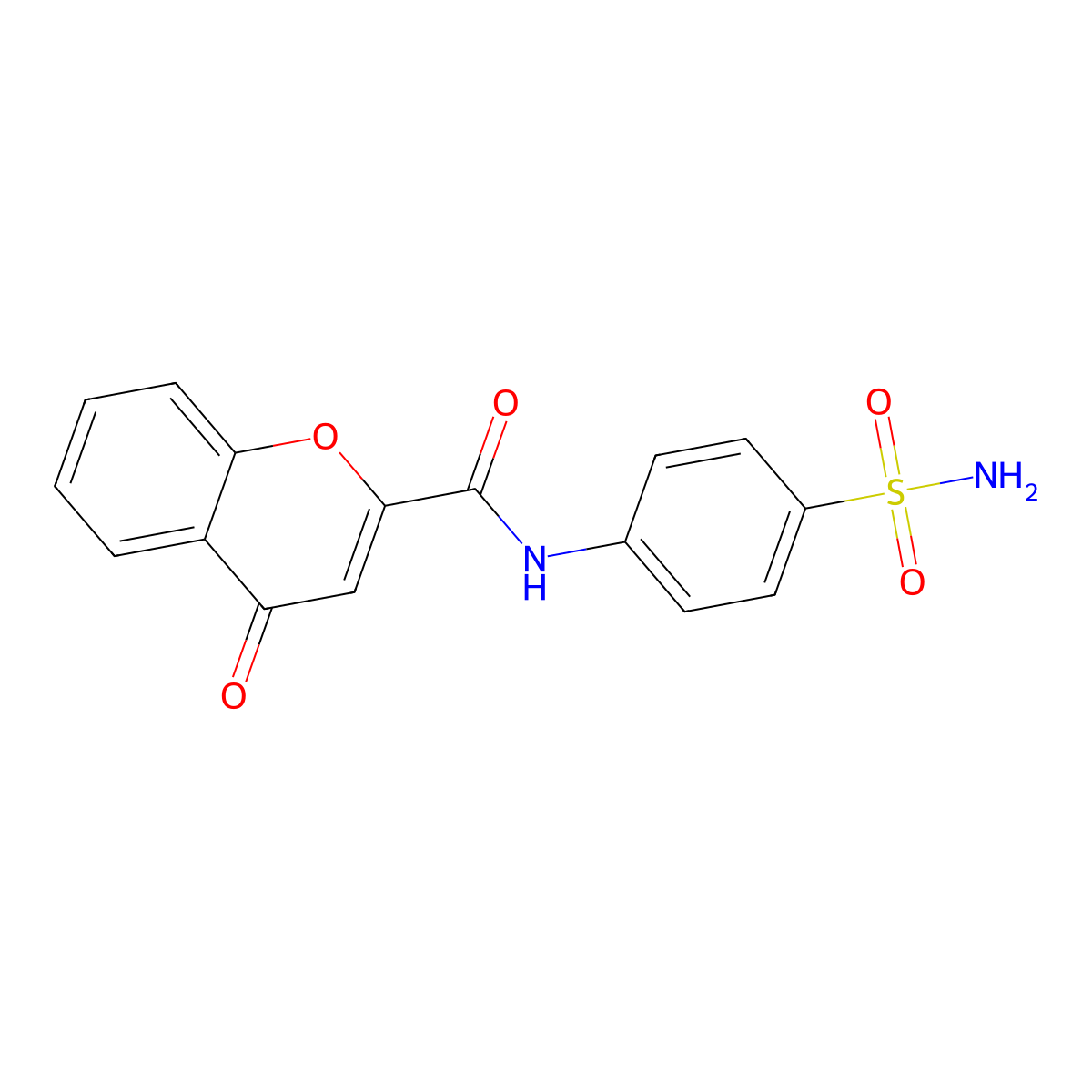 4H-1-Benzopyran-2-carboxanilide, 4-oxo-4'-sulfamoyl- molecular structure, CAS 3845-20-3