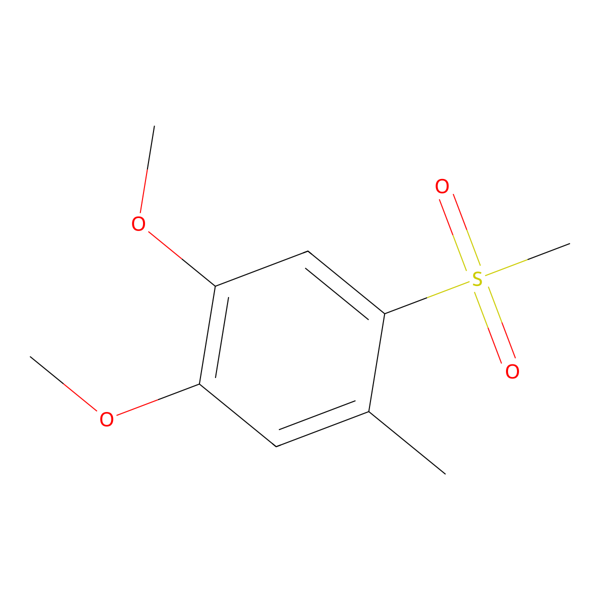 4,5-Dimethoxy-2-methylphenyl methyl sulphone molecular structure, CAS 38452-40-3