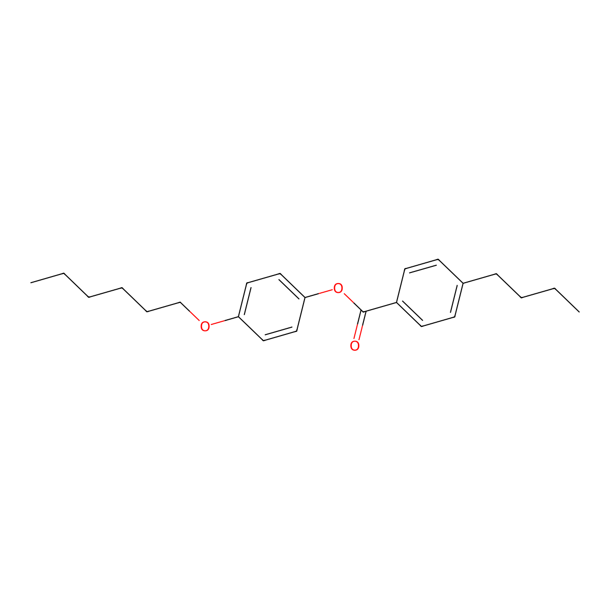 Benzoic acid, 4-butyl-, 4-(hexyloxy)phenyl ester molecular structure, CAS 38454-28-3
