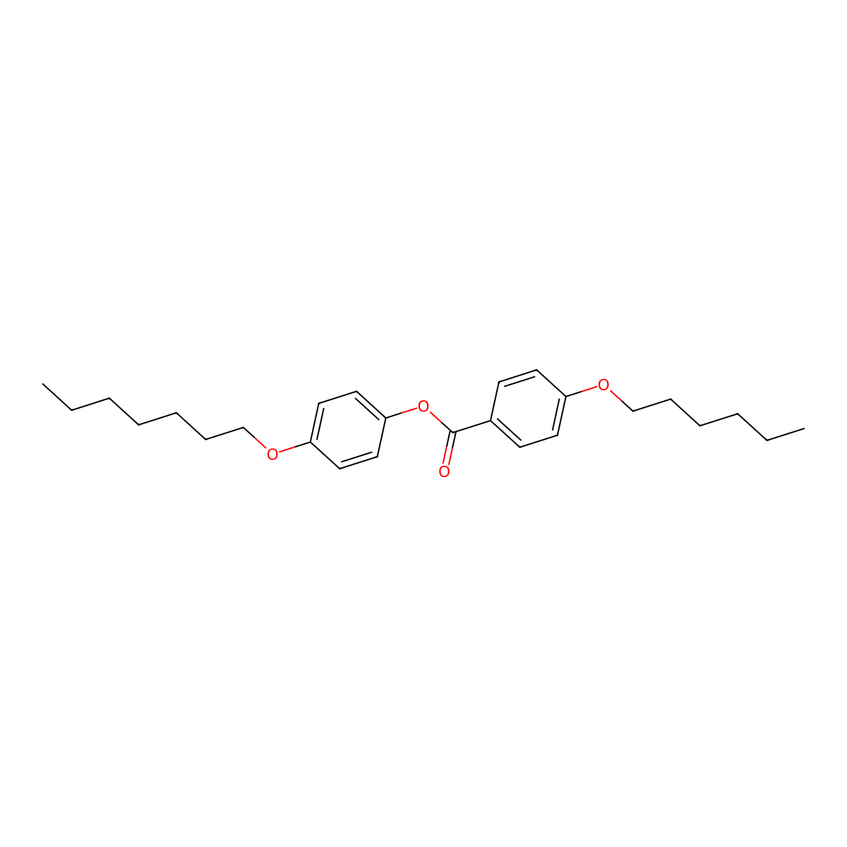 4-(Heptyloxy)phenyl 4-(hexyloxy)benzoate molecular structure, CAS 38454-39-6