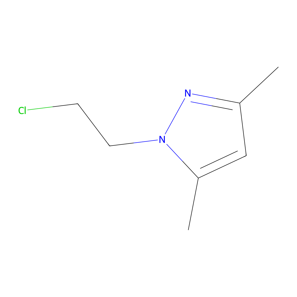 1-(2-chloroethyl)-3,5-dimethyl-1H-pyrazole molecular structure, CAS 38460-08-1