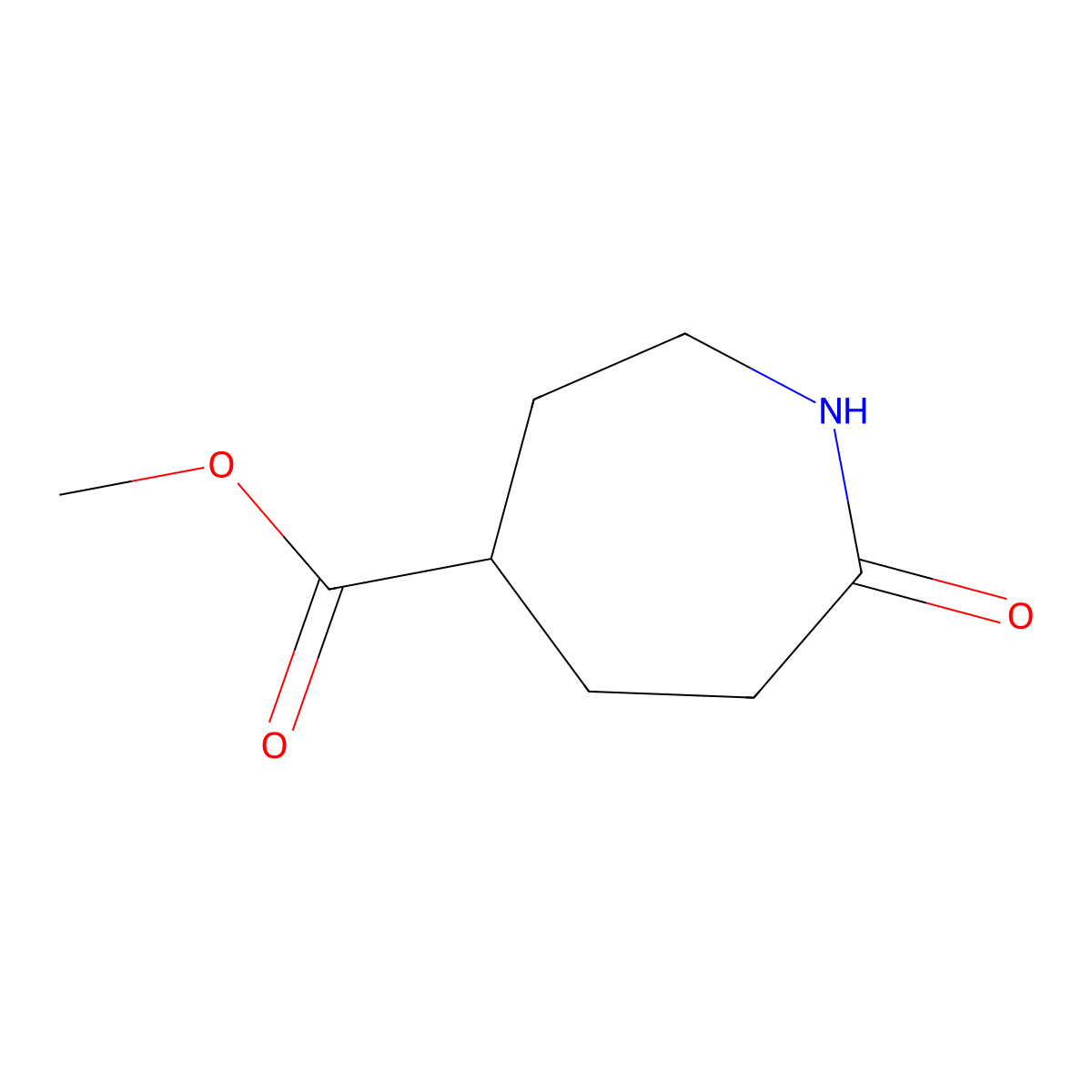 Methyl hexahydro-7-oxo-1H-azepine-4-carboxylate molecular structure, CAS 38461-80-2