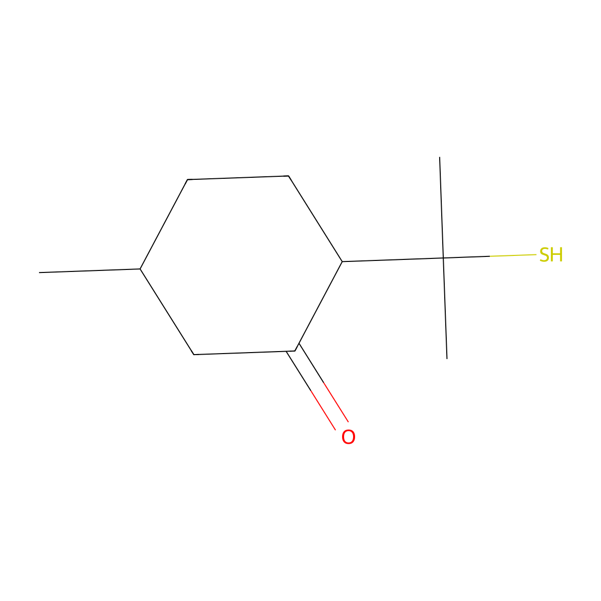 p-Mentha-8-thiol-3-one molecular structure, CAS 38462-22-5