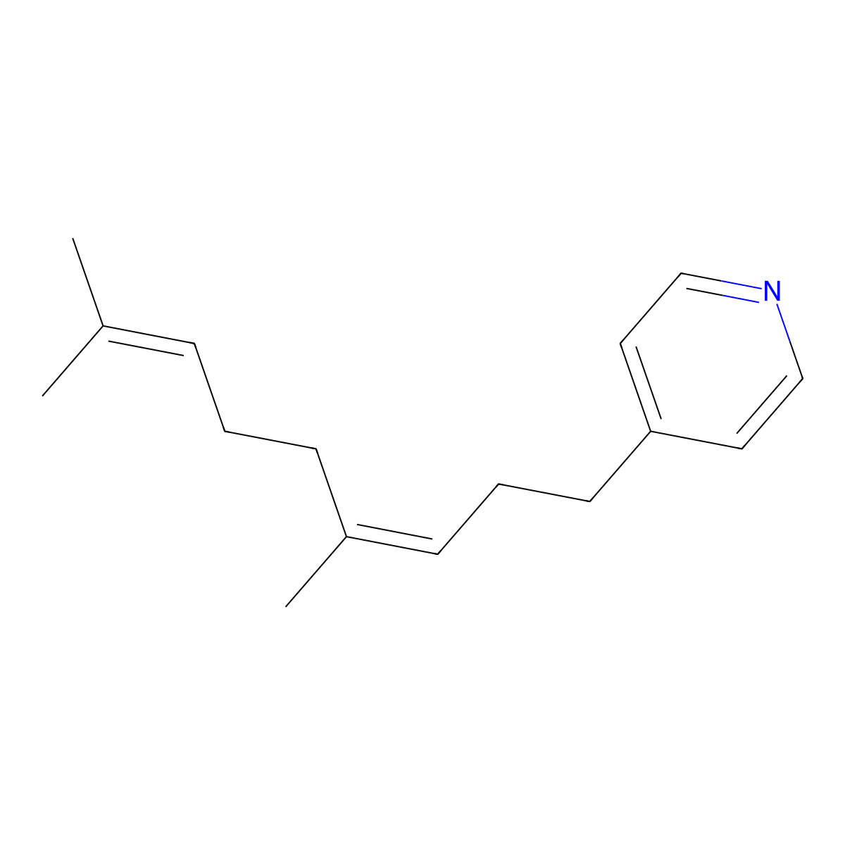 4-(4,8-Dimethylnona-3,7-dienyl)pyridine molecular structure, CAS 38462-23-6