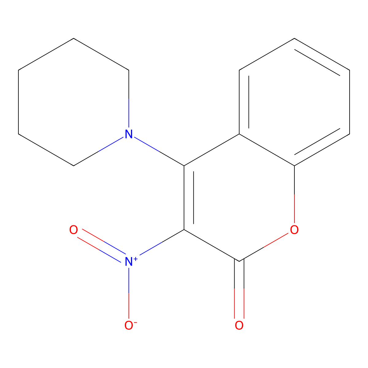 3-Nitro-4-(1-piperidinyl)-2H-1-benzopyran-2-one molecular structure, CAS 38464-22-1