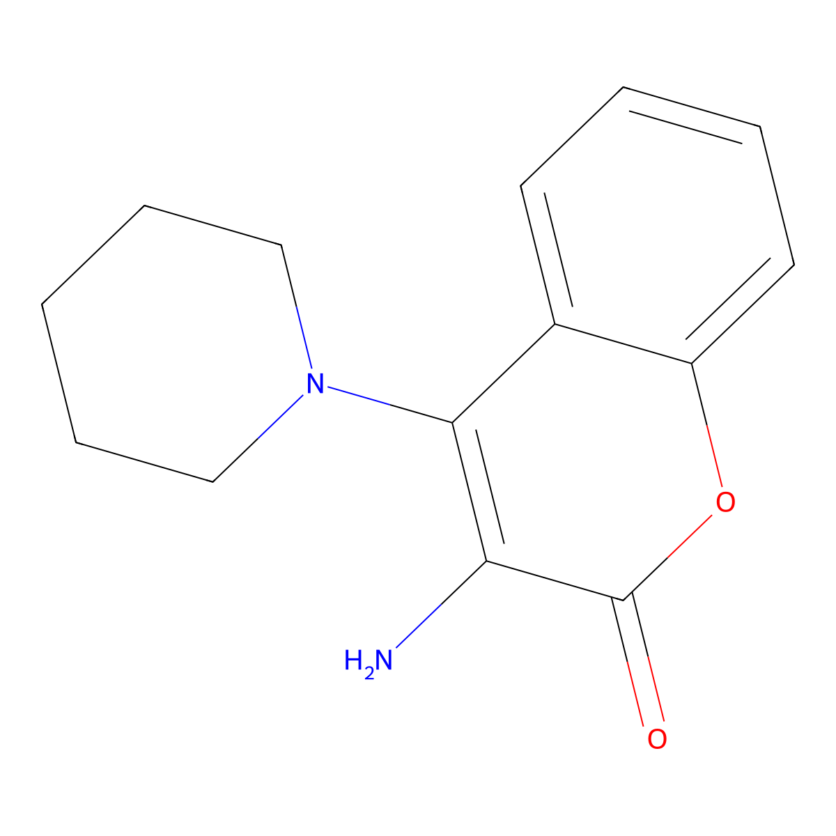 3-Amino-4-(1-piperidinyl)-2H-1-benzopyran-2-one molecular structure, CAS 38464-24-3