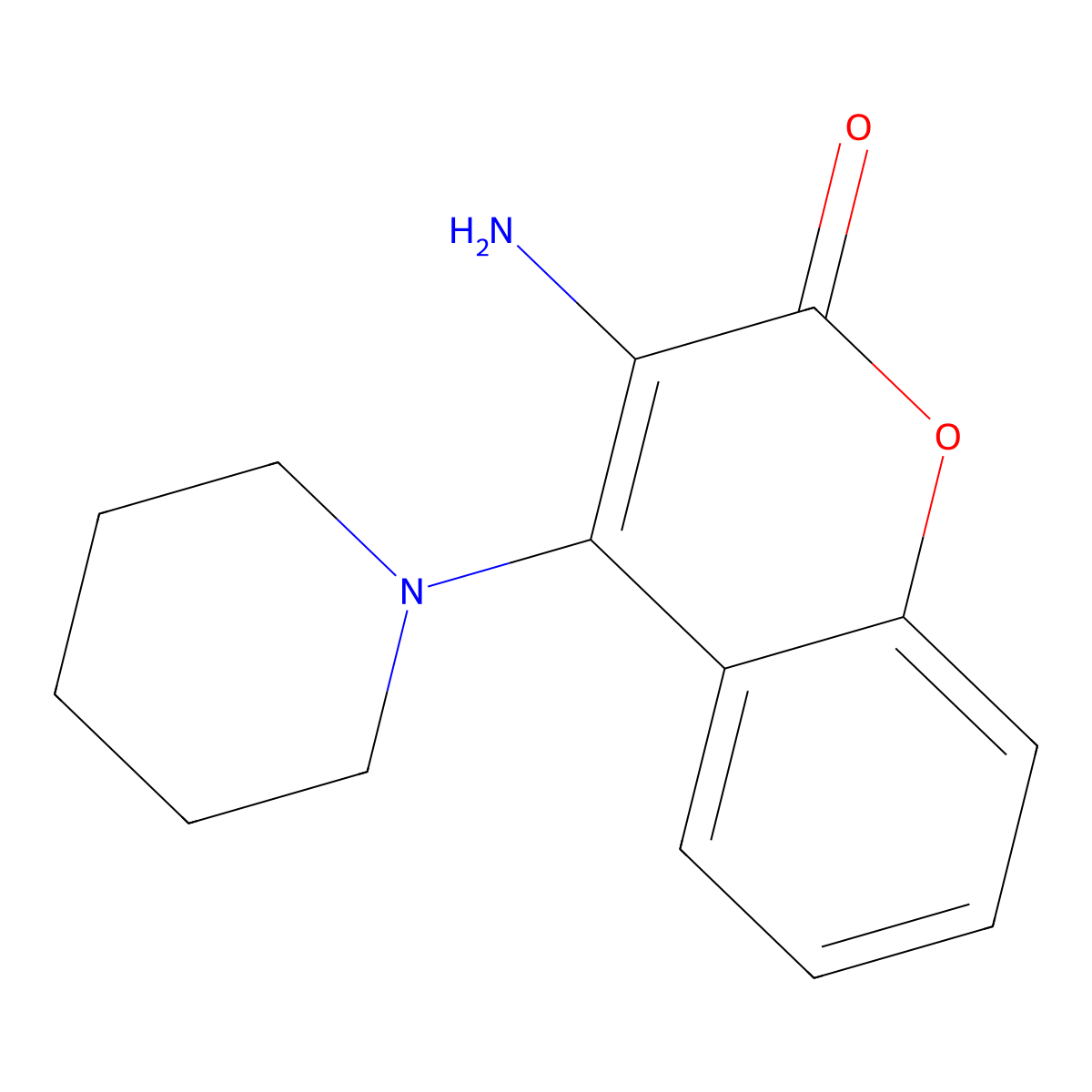 3-Amino-4-(1-piperidinyl)-2H-1-benzopyran-2-one molecular structure, CAS 38464-24-3