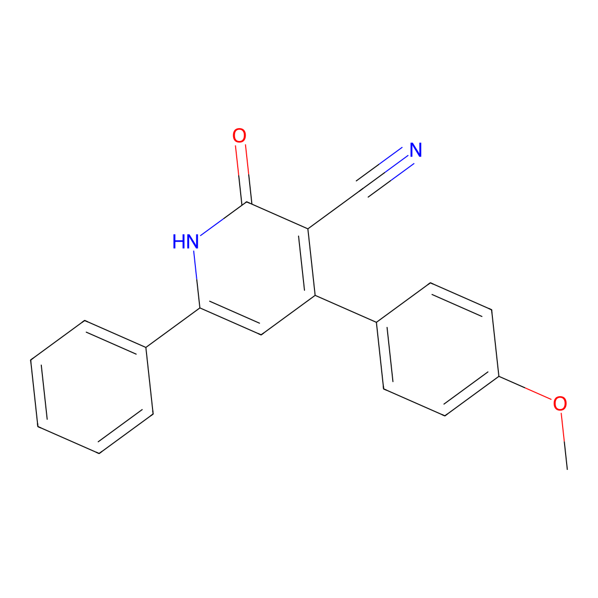 4-(4-Methoxyphenyl)-2-oxo-6-phenyl-1,2-dihydropyridine-3-carbonitrile molecular structure, CAS 38468-90-5