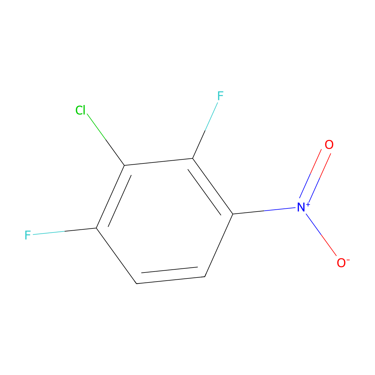 3-Chloro-2,4-difluoronitrobenzene molecular structure, CAS 3847-58-3