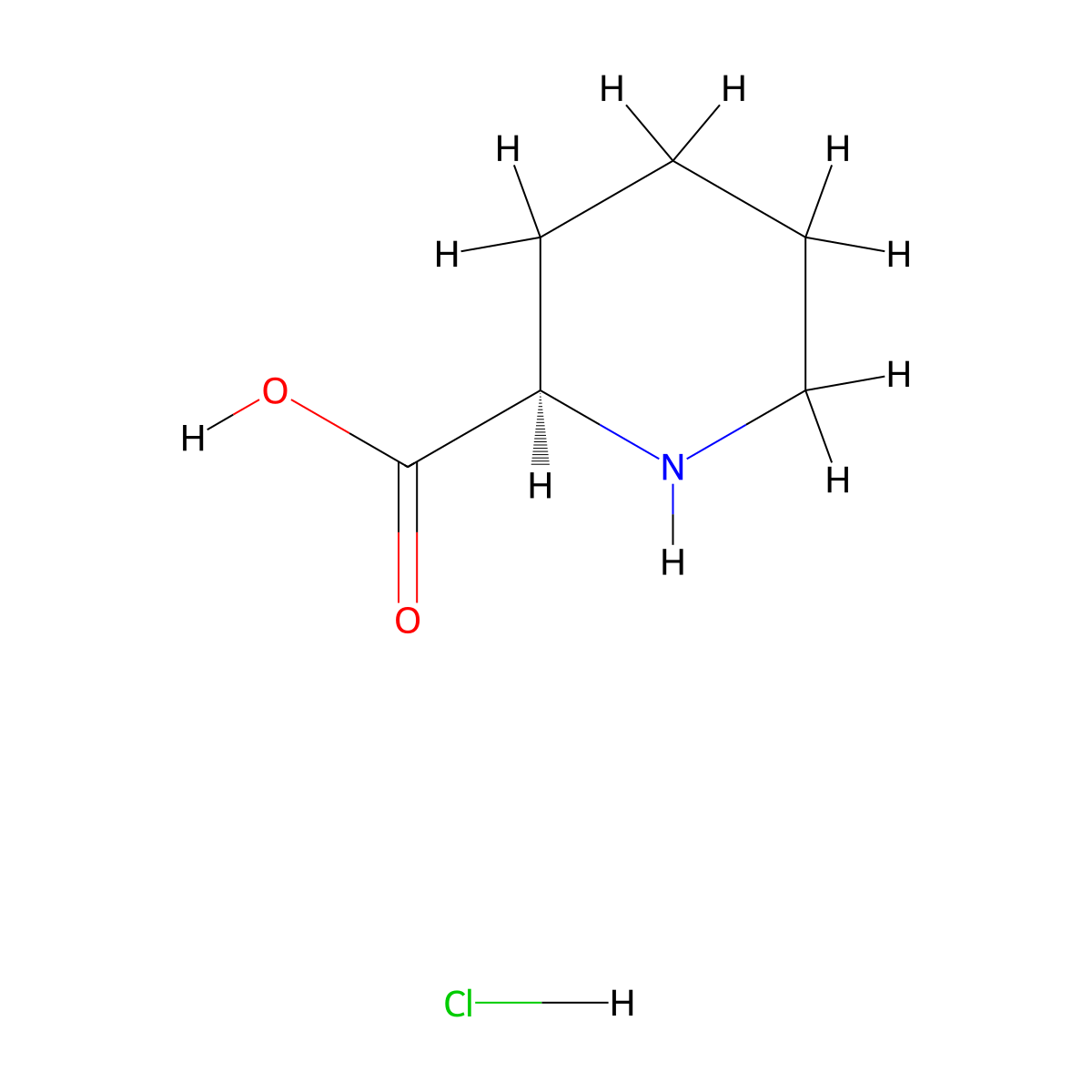 (R)-Piperidine-2-carboxylic acid hydrochloride molecular structure, CAS 38470-14-3