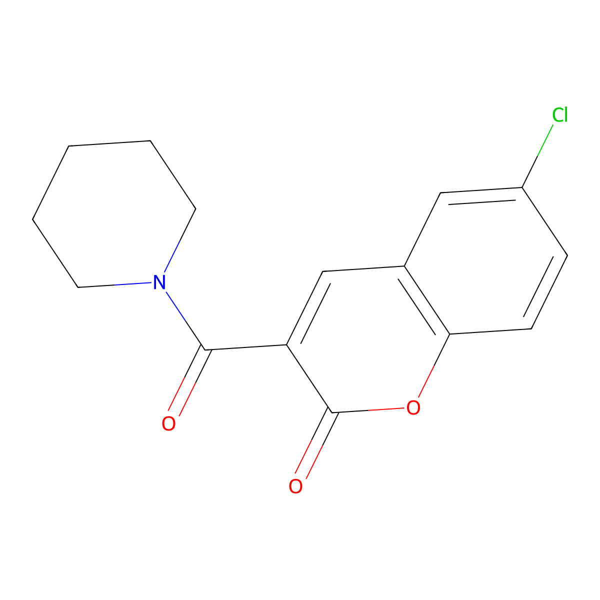 6-Chloro-3-(piperidine-1-carbonyl)chromen-2-one molecular structure, CAS 38472-72-9