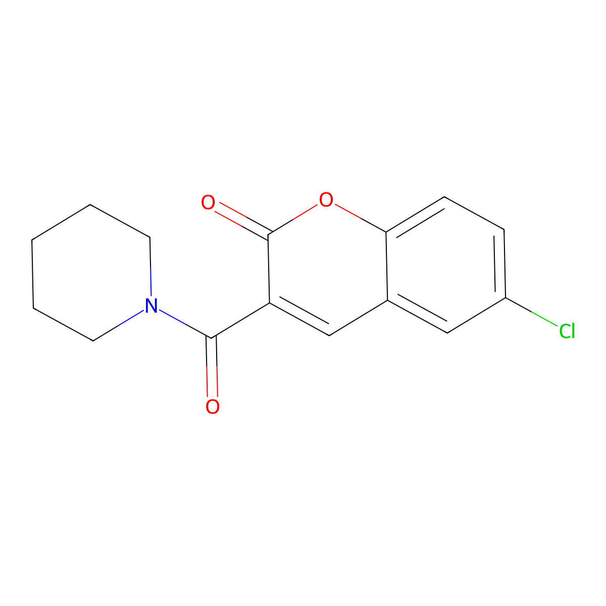 6-Chloro-3-(piperidine-1-carbonyl)chromen-2-one molecular structure, CAS 38472-72-9