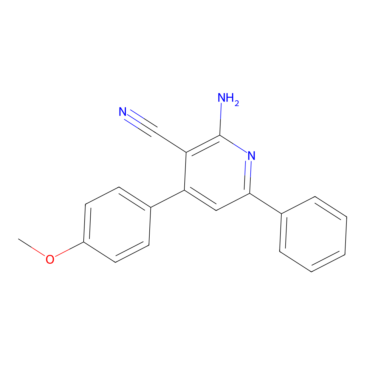2-Amino-4-(4-methoxyphenyl)-6-phenylnicotinonitrile molecular structure, CAS 38477-51-9