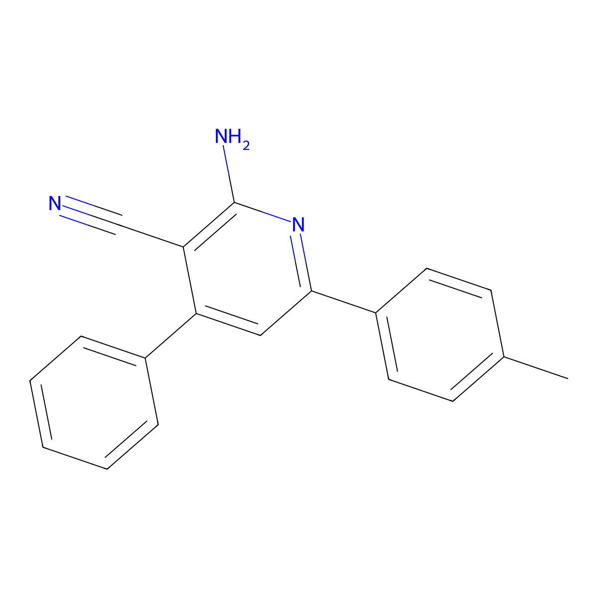 2-Amino-6-(4-methylphenyl)-4-phenylpyridine-3-carbonitrile molecular structure, CAS 38477-52-0
