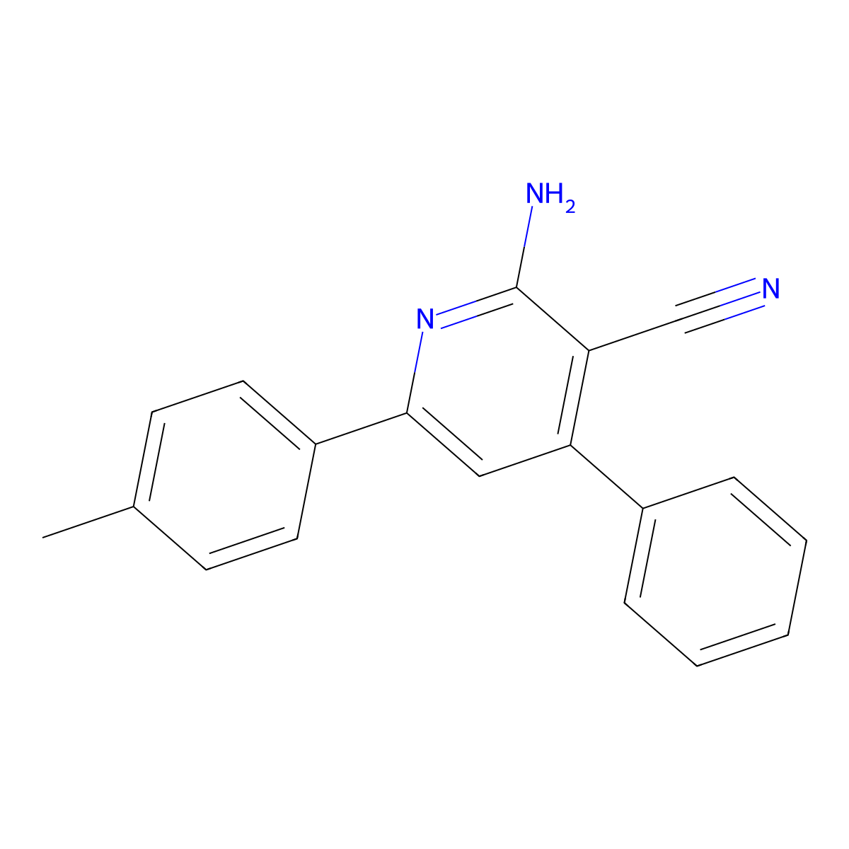 2-Amino-6-(4-methylphenyl)-4-phenylpyridine-3-carbonitrile molecular structure, CAS 38477-52-0