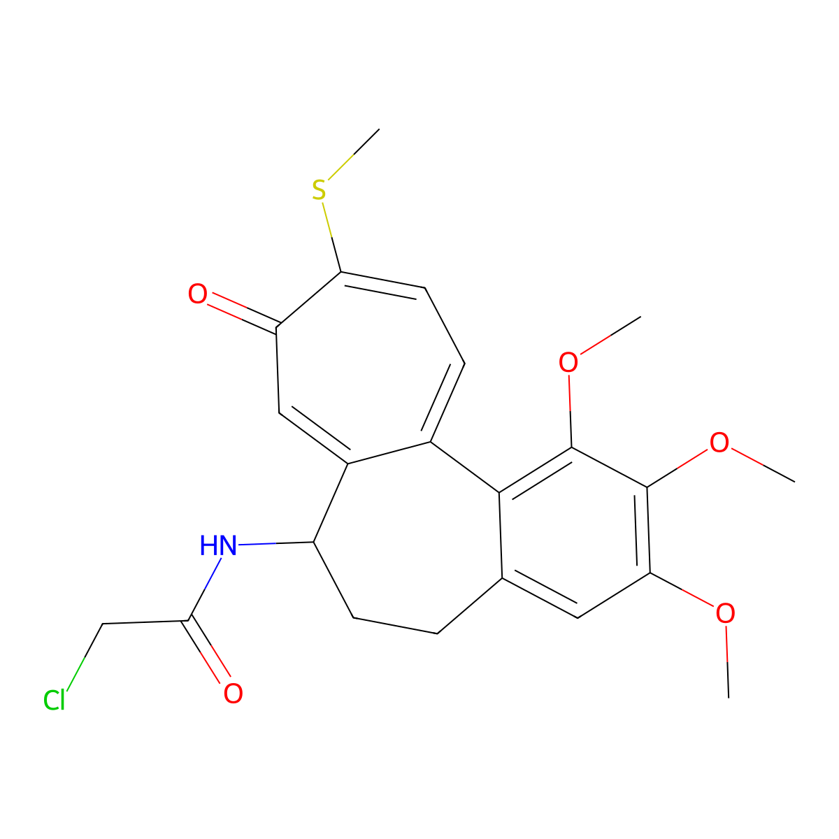 Acetamide, 2-chloro-N-(5,6,7,9-tetrahydro-1,2,3-trimethoxy-10-(methylthio)-9-oxobenzo(a)heptalen-7-yl)-, (S)- molecular structure, CAS 38479-08-2
