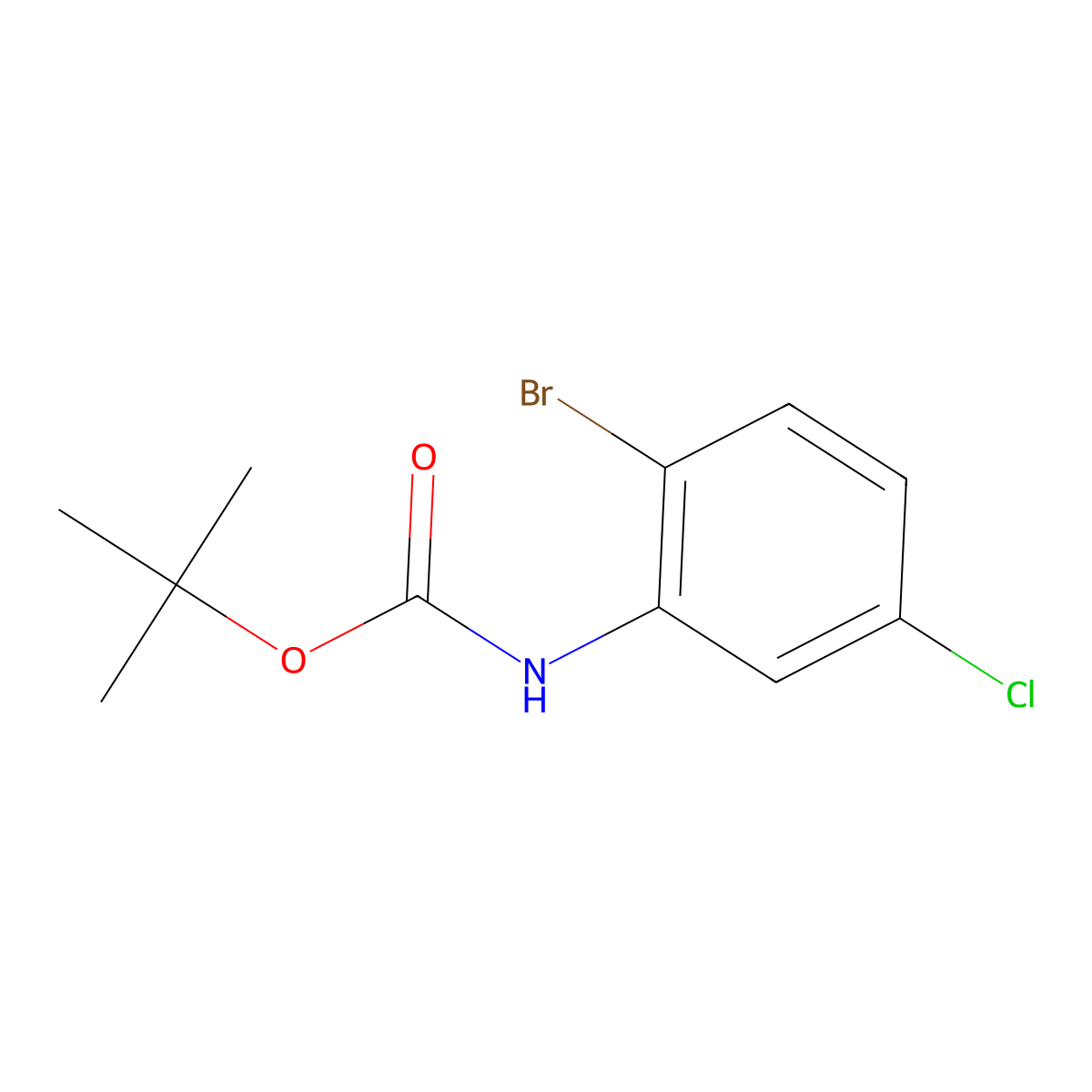 tert-butyl N-(2-bromo-5-chlorophenyl)carbamate molecular structure, CAS 384793-17-3