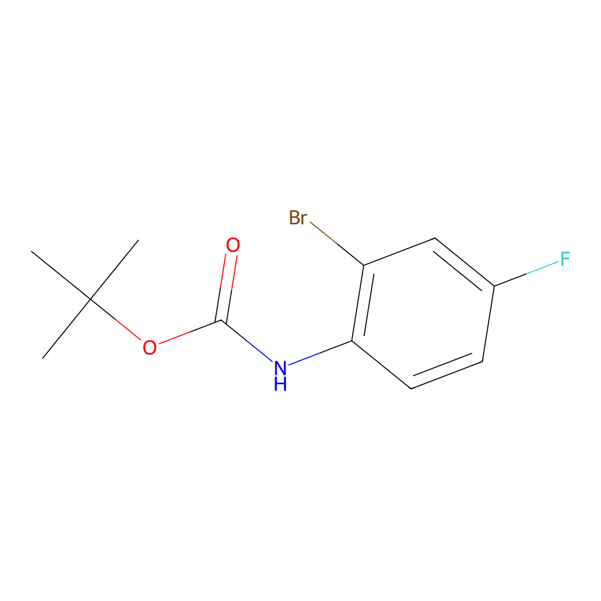 Tert-butyl (2-bromo-4-fluorophenyl)carbamate molecular structure, CAS 384793-18-4