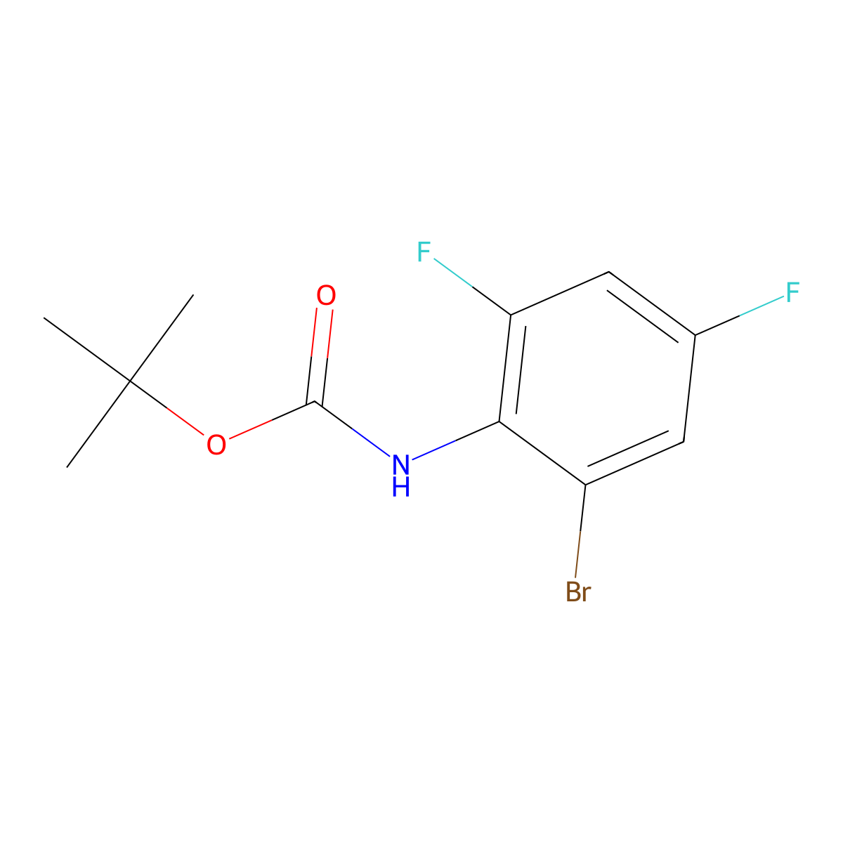 tert-butyl N-(2-bromo-4,6-difluorophenyl)carbamate molecular structure, CAS 384793-23-1