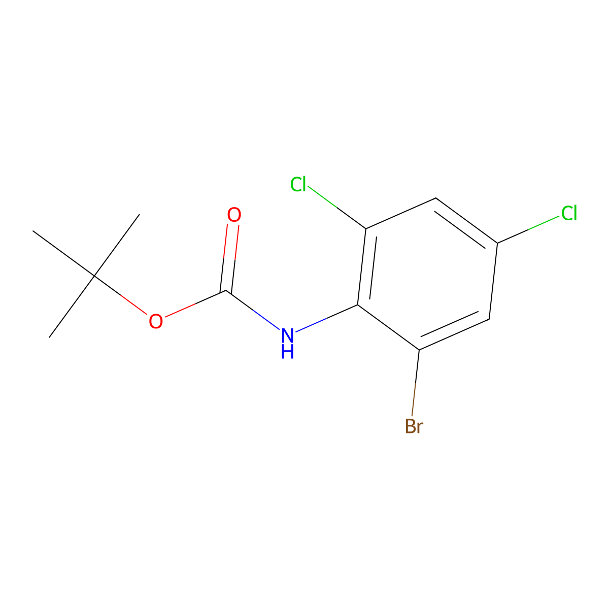 tert-butyl N-(2-bromo-4,6-dichlorophenyl)carbamate molecular structure, CAS 384793-25-3