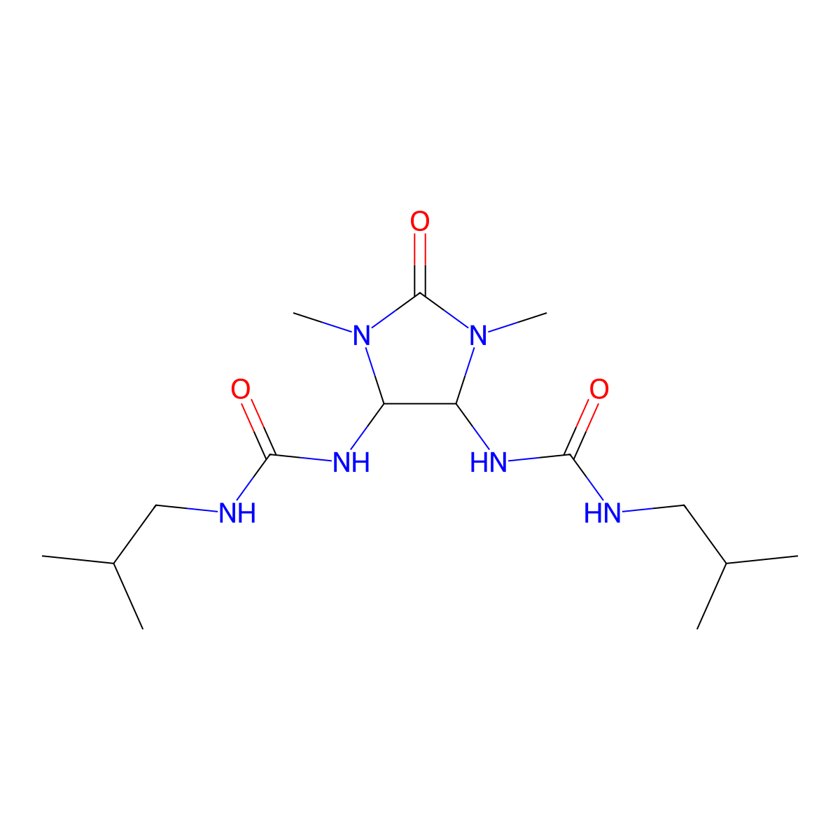 1-[1,3-Dimethyl-5-(2-methylpropylcarbamoylamino)-2-oxoimidazolidin-4-yl]-3-(2-methylpropyl)urea molecular structure, CAS 384793-39-9
