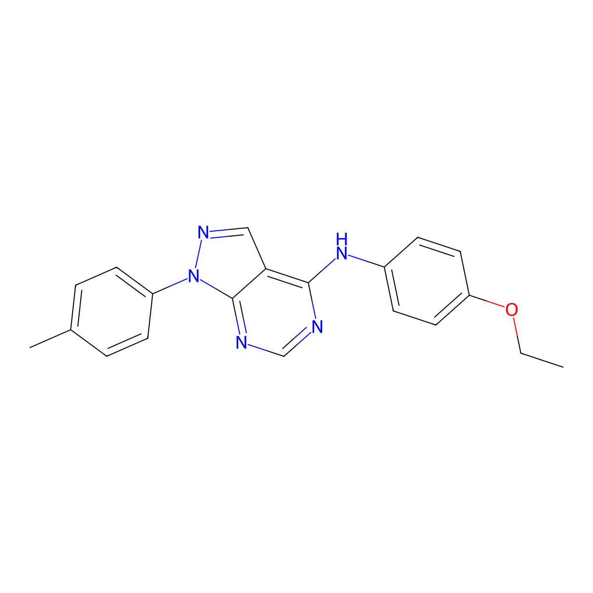 N-(4-ethoxyphenyl)-1-(4-methylphenyl)-1H-pyrazolo[3,4-d]pyrimidin-4-amine molecular structure, CAS 384793-44-6