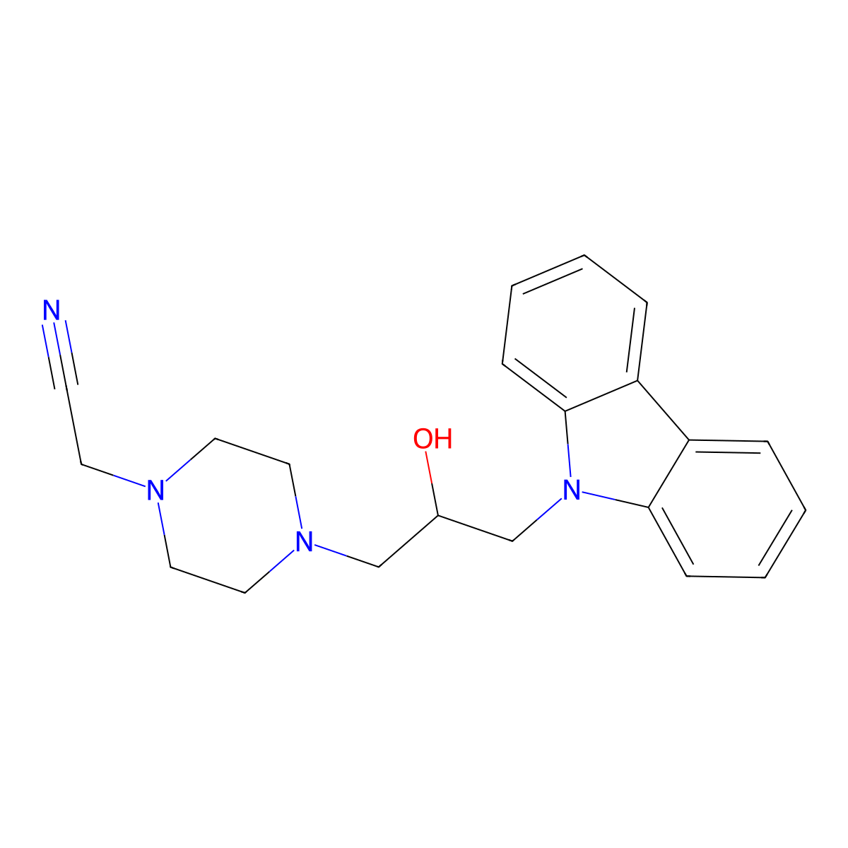 2-[4-(3-Carbazol-9-yl-2-hydroxypropyl)piperazin-1-yl]acetonitrile molecular structure, CAS 384793-48-0