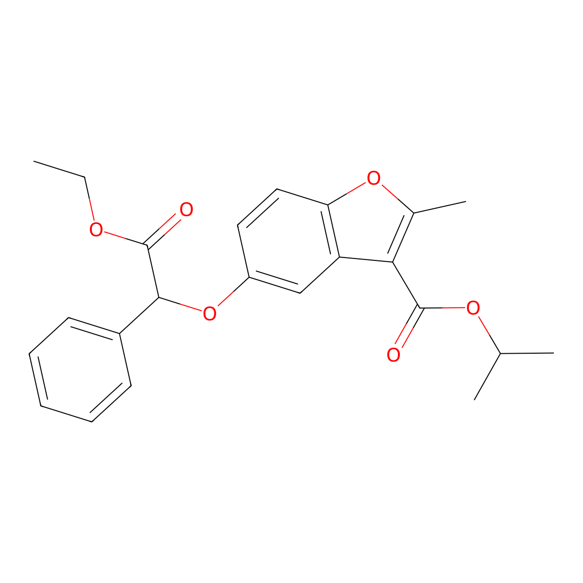 Propan-2-yl 5-(2-ethoxy-2-oxo-1-phenylethoxy)-2-methyl-1-benzofuran-3-carboxylate molecular structure, CAS 384793-80-0