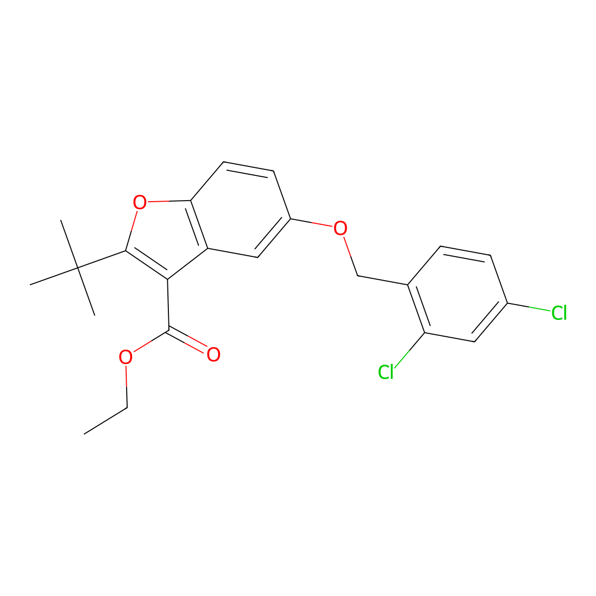 Ethyl 2-tert-butyl-5-[(2,4-dichlorophenyl)methoxy]-1-benzofuran-3-carboxylate molecular structure, CAS 384793-82-2