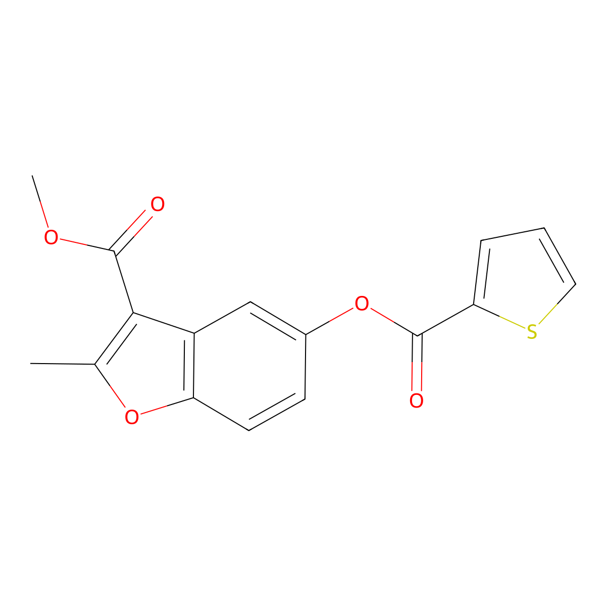 Methyl 2-methyl-5-(thiophene-2-carbonyloxy)-1-benzofuran-3-carboxylate molecular structure, CAS 384793-84-4