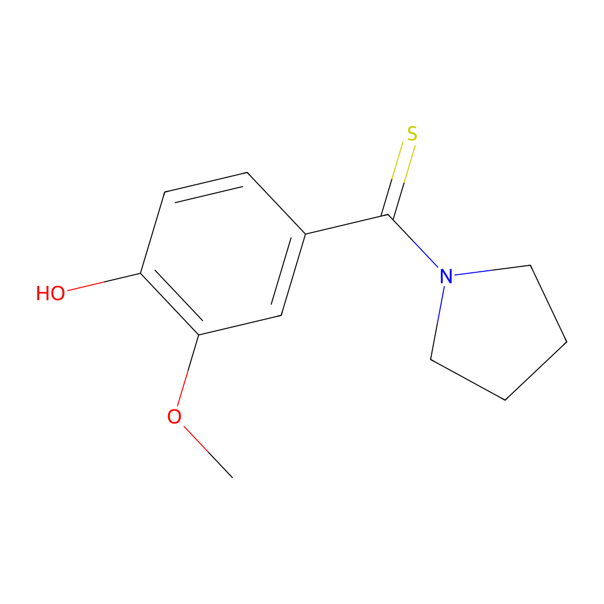 2-Methoxy-4-(1-pyrrolidinylcarbothioyl)phenol molecular structure, CAS 384793-90-2