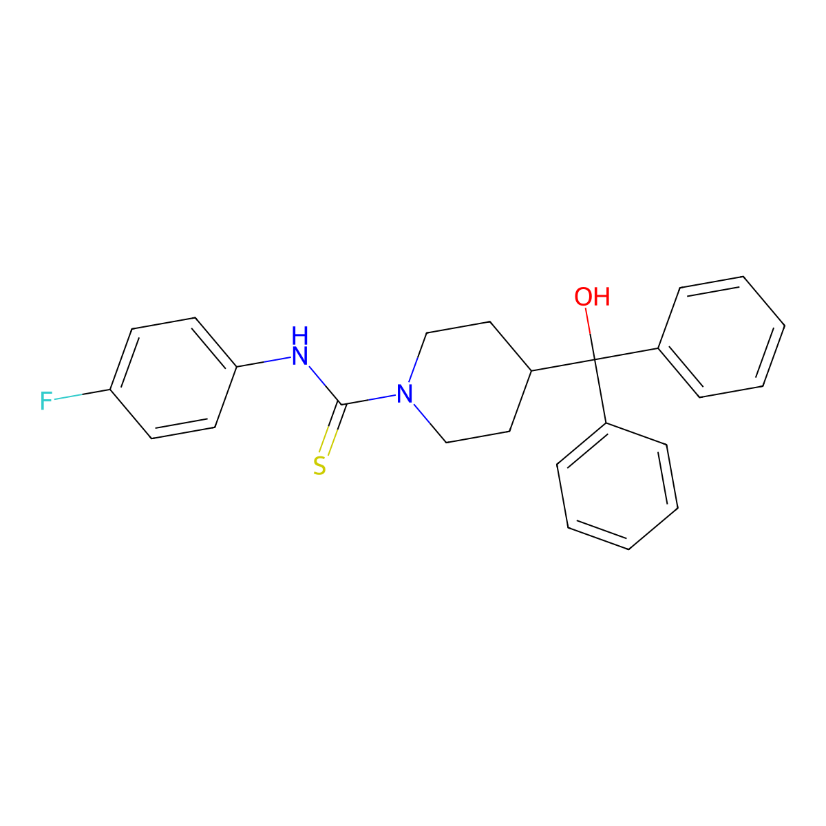 N-(4-fluorophenyl)-4-[hydroxy(diphenyl)methyl]-1-piperidinecarbothioamide molecular structure, CAS 384794-00-7
