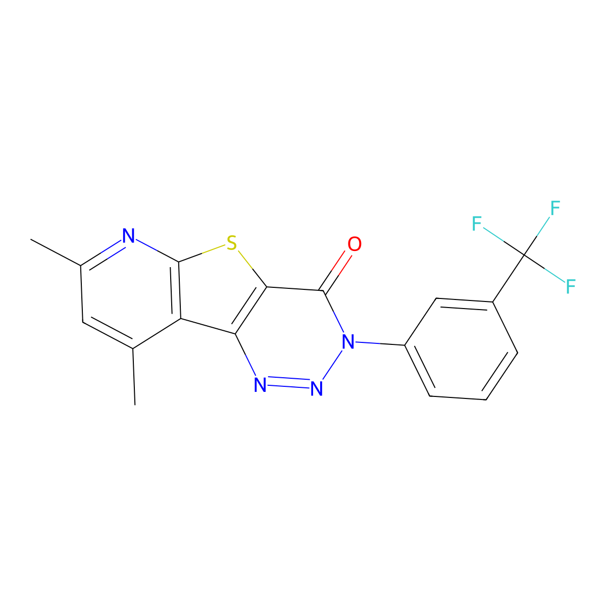 7,9-Dimethyl-3-[3-(trifluoromethyl)phenyl]pyrido[2,3]thieno[2,4-b]triazin-4-one molecular structure, CAS 384794-20-1