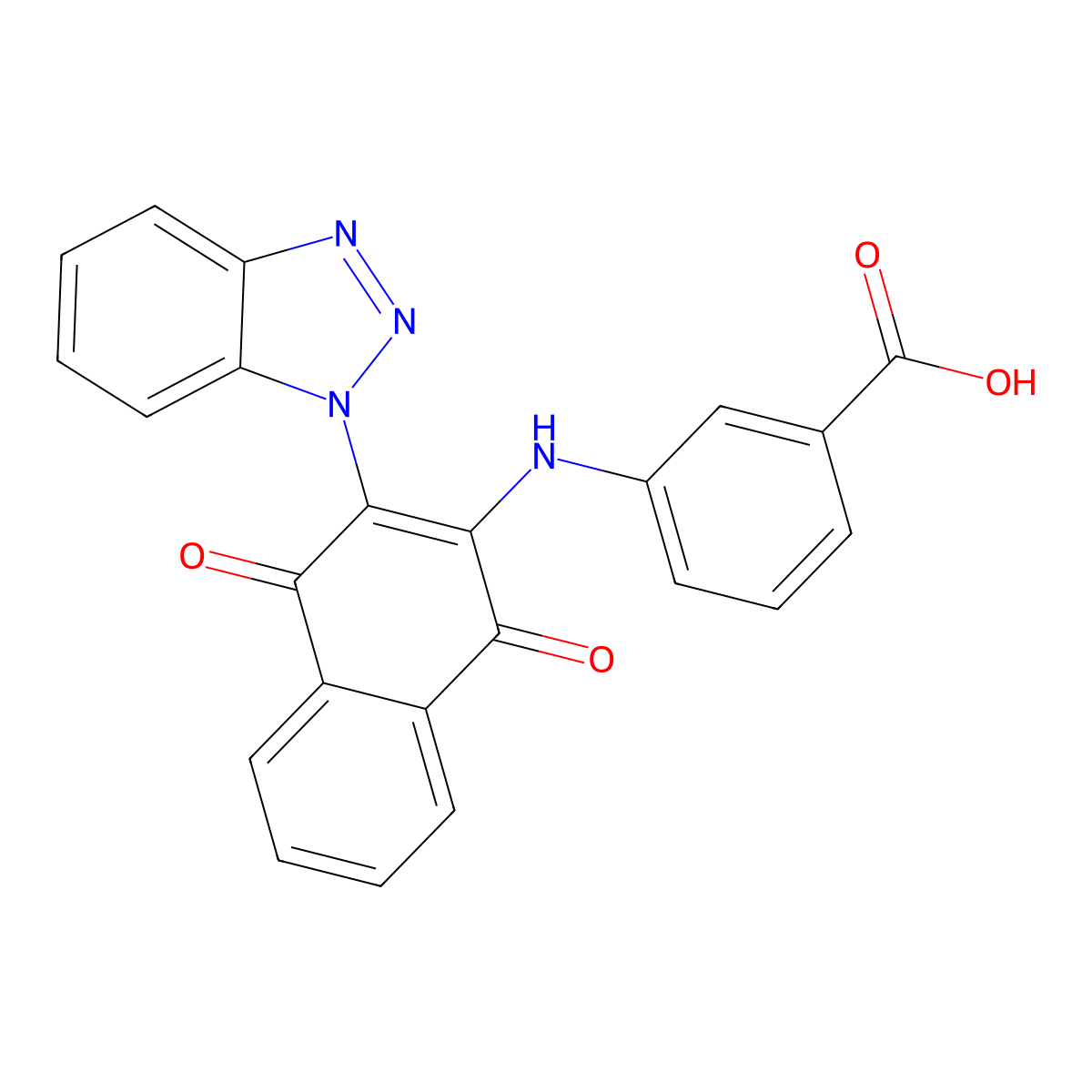 3-[[3-(Benzotriazol-1-yl)-1,4-dioxonaphthalen-2-yl]amino]benzoic acid molecular structure, CAS 384794-24-5