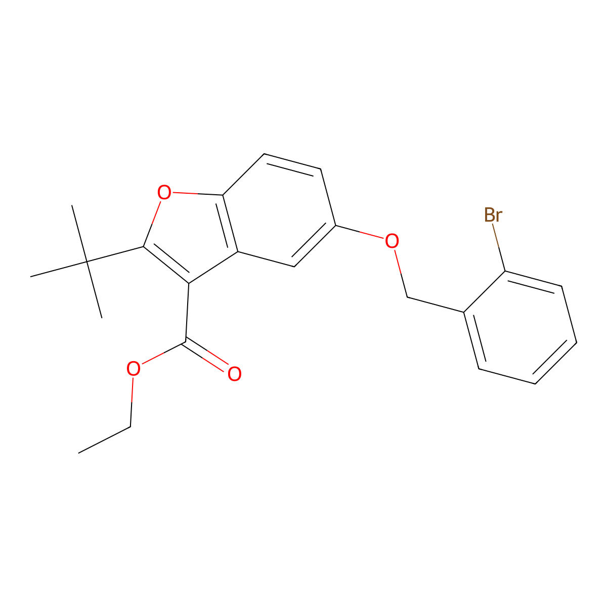 Ethyl 5-[(2-bromophenyl)methoxy]-2-tert-butyl-1-benzofuran-3-carboxylate molecular structure, CAS 384794-28-9