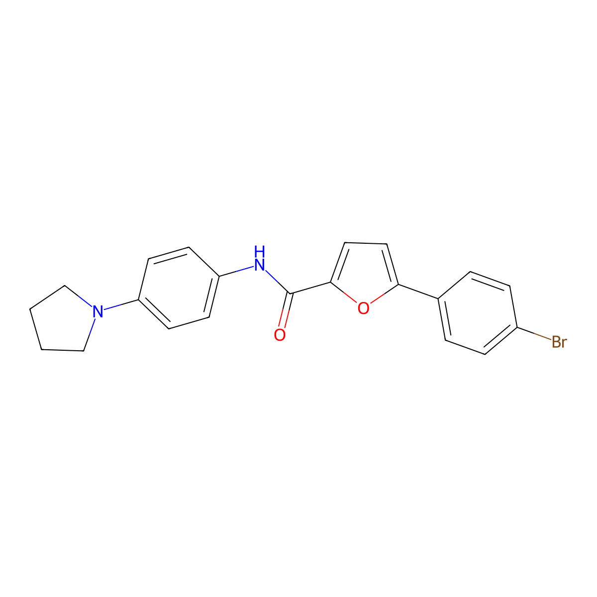 5-(4-bromophenyl)-N-[4-(pyrrolidin-1-yl)phenyl]furan-2-carboxamide molecular structure, CAS 384794-38-1