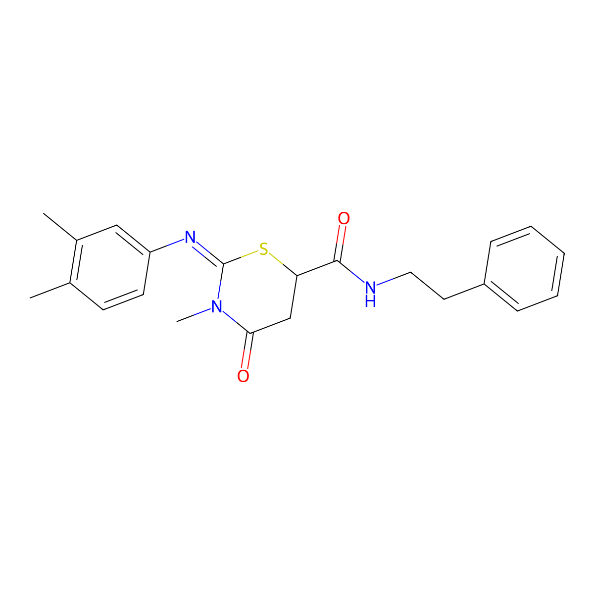 2-[(3,4-dimethylphenyl)imino]-3-methyl-4-oxo-N-(2-phenylethyl)-1,3-thiazinane-6-carboxamide molecular structure, CAS 384794-39-2