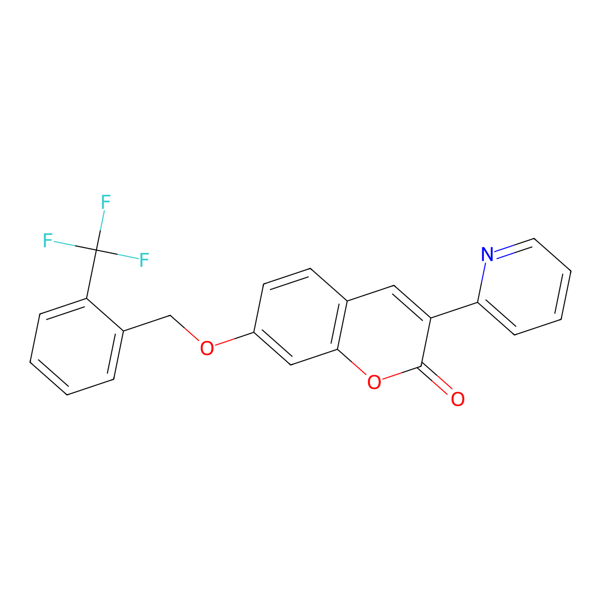 3-Pyridin-2-yl-7-[[2-(trifluoromethyl)phenyl]methoxy]chromen-2-one molecular structure, CAS 384794-45-0