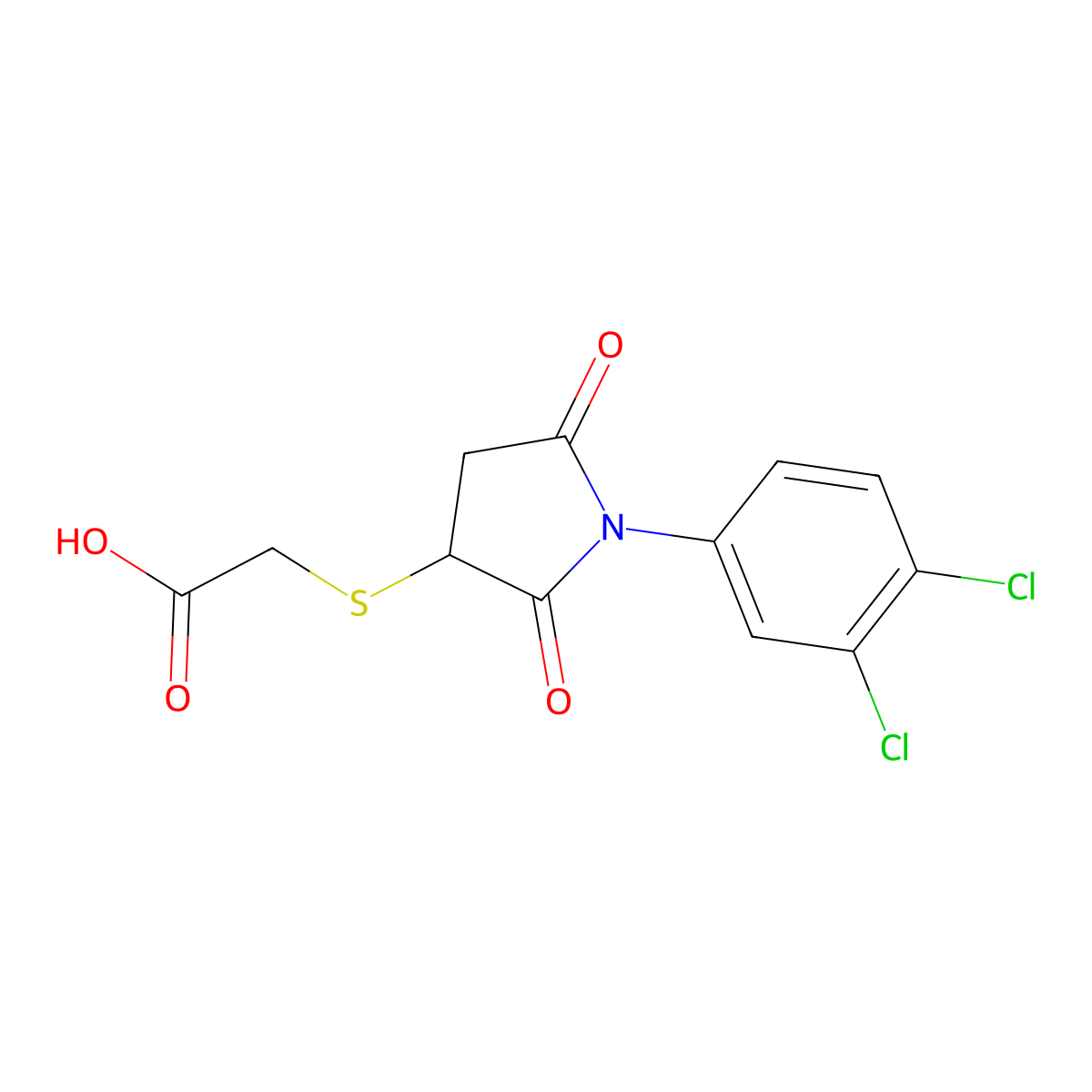 {[1-(3,4-Dichlorophenyl)-2,5-dioxopyrrolidin-3-yl]sulfanyl}acetic acid molecular structure, CAS 384794-64-3