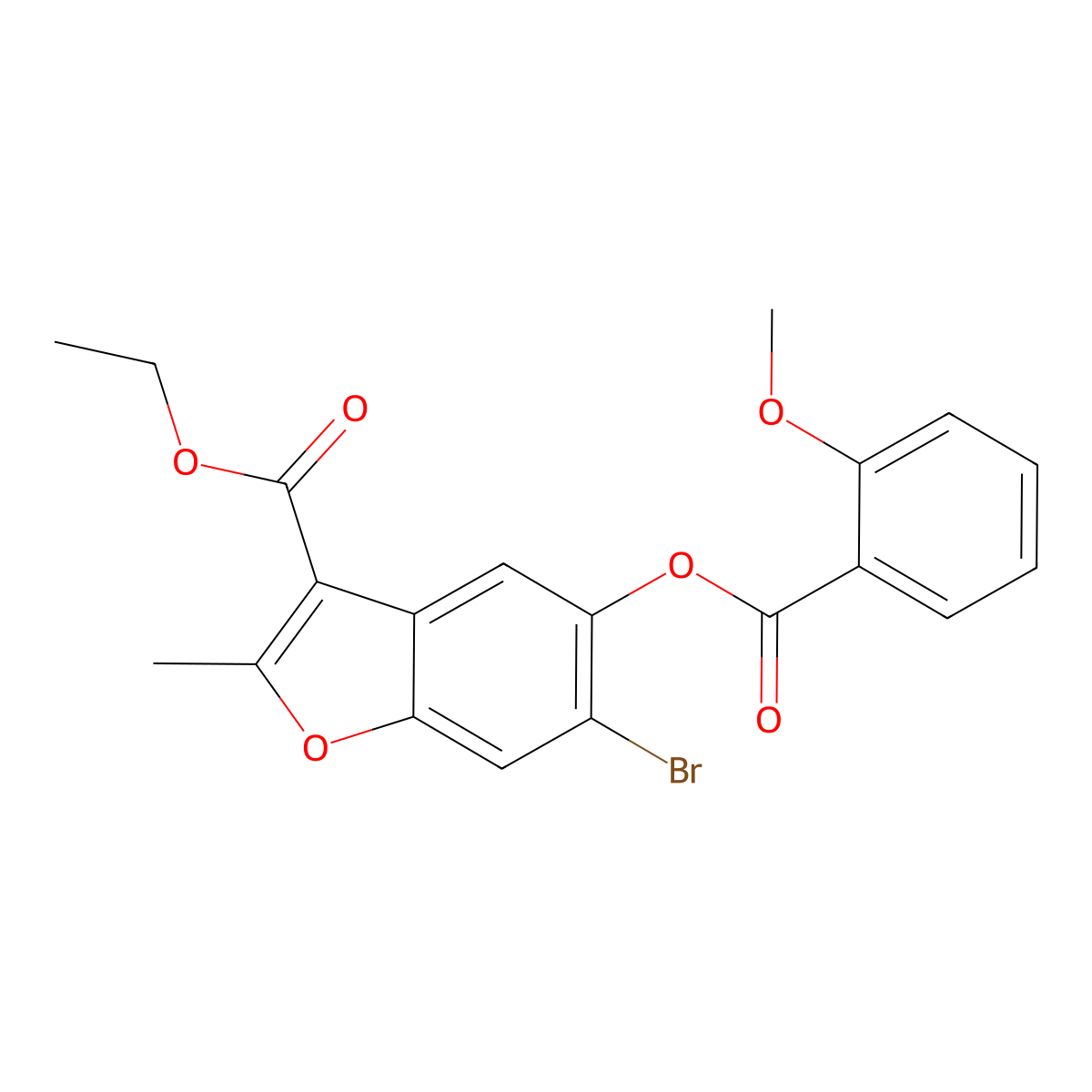 Ethyl 6-bromo-5-((2-methoxybenzoyl)oxy)-2-methylbenzofuran-3-carboxylate molecular structure, CAS 384795-07-7