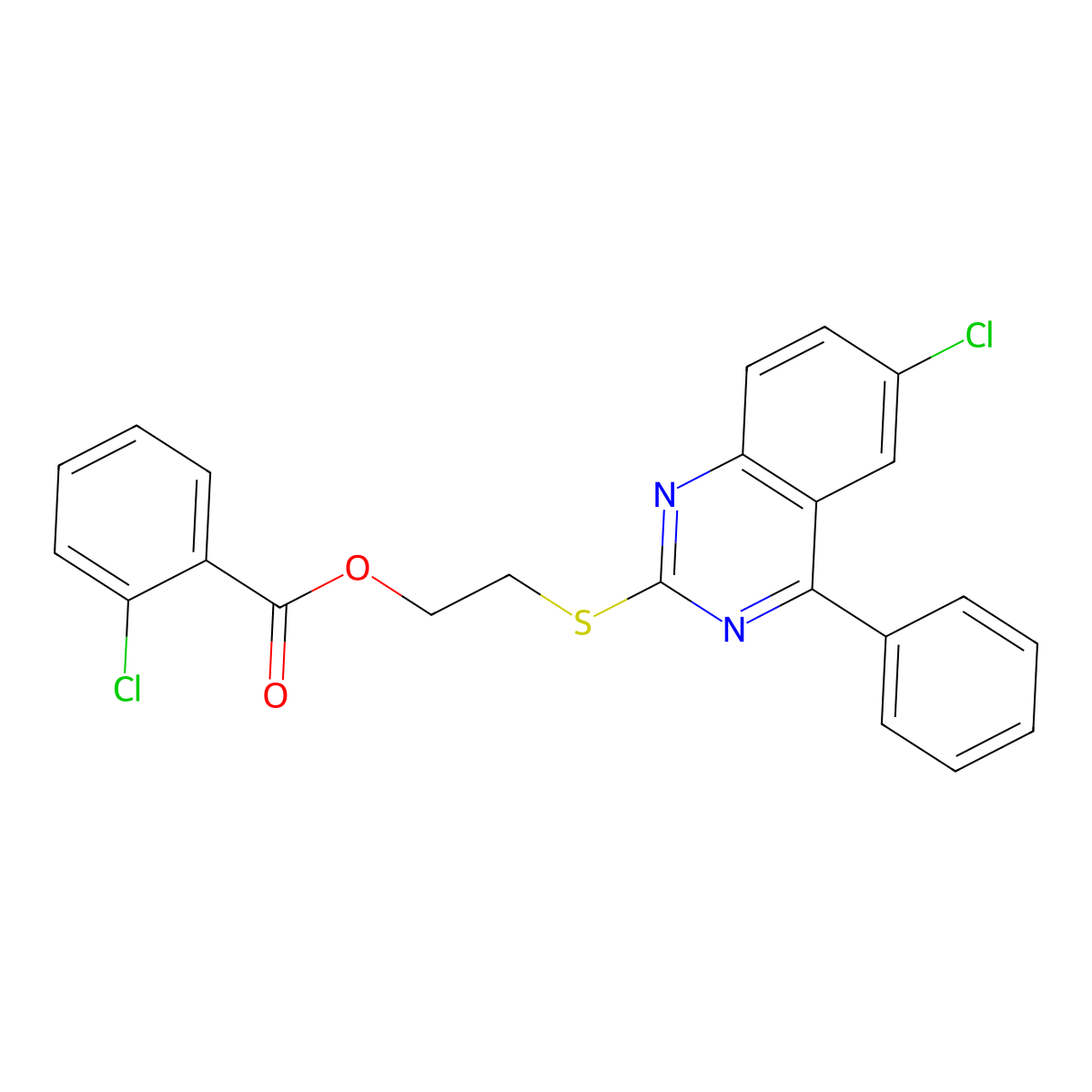 2-[(6-Chloro-4-phenylquinazolin-2-yl)sulfanyl]ethyl 2-chlorobenzoate molecular structure, CAS 384795-41-9