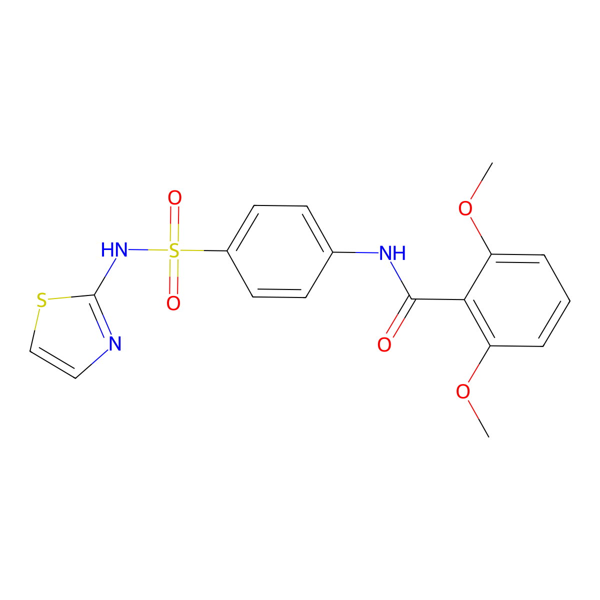 2,6-Dimethoxy-N-[4-(thiazol-2-ylsulfamoyl)-phenyl]-benzamide molecular structure, CAS 384795-67-9