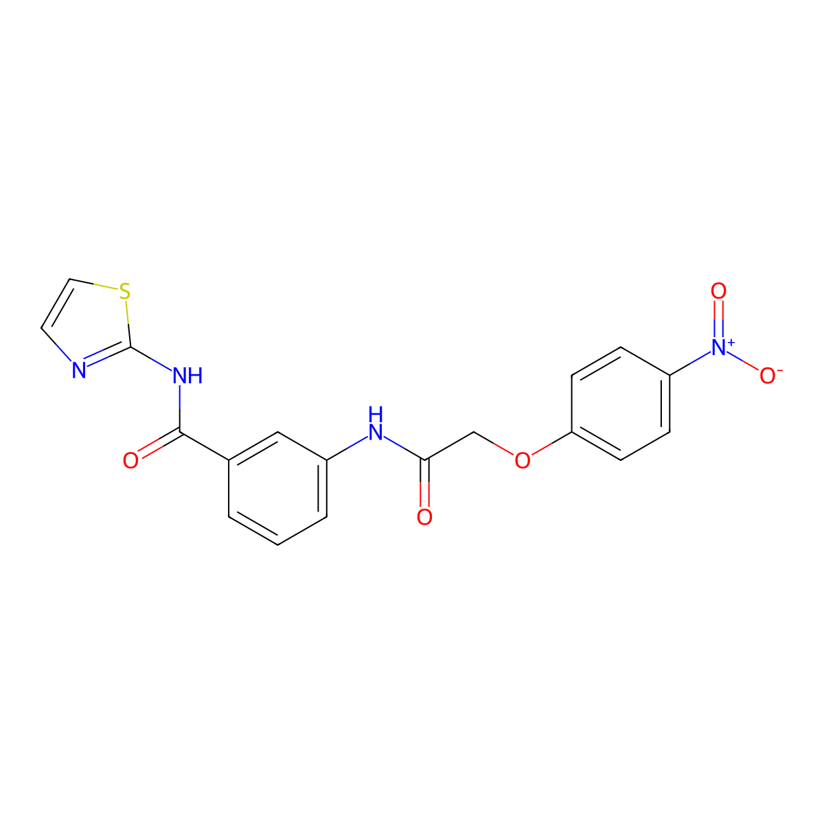 3-{[(4-nitrophenoxy)acetyl]amino}-N-(1,3-thiazol-2-yl)benzamide molecular structure, CAS 384795-74-8