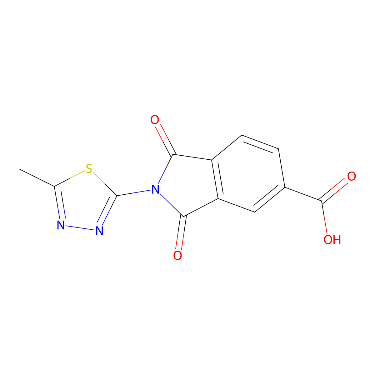 2-(5-Methyl-1,3,4-thiadiazol-2-YL)-1,3-dioxoisoindoline-5-carboxylic acid molecular structure, CAS 384795-95-3