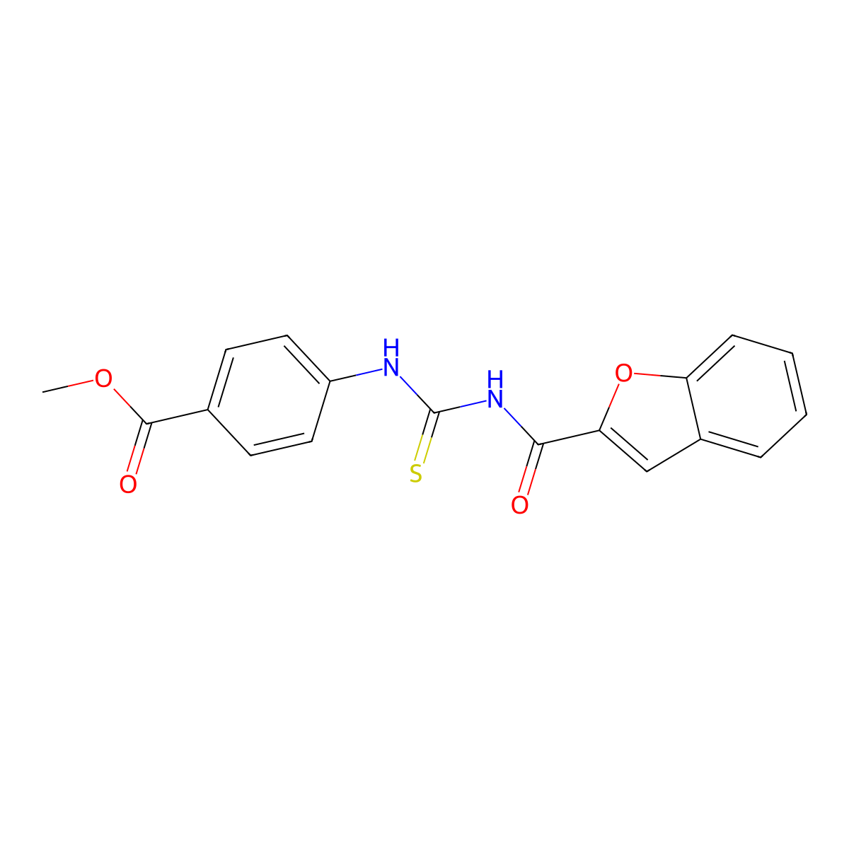 Methyl 4-(1-benzofuran-2-carbonylcarbamothioylamino)benzoate molecular structure, CAS 384796-64-9
